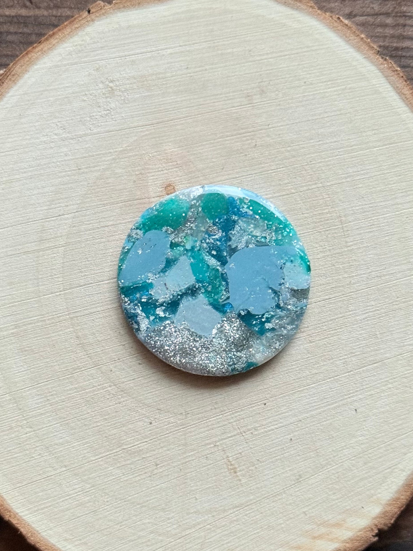 1.25" Silver & Blue Eco-Friendly Earthstone