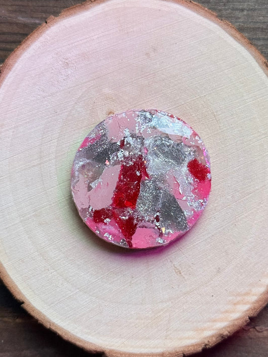 1.5" Silver & Pink Eco-Friendly Earthstone