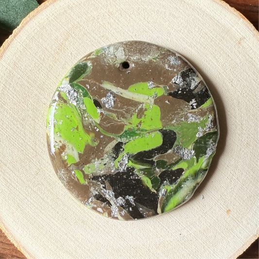 1.75" Silver & Green Eco-Friendly Earthstone