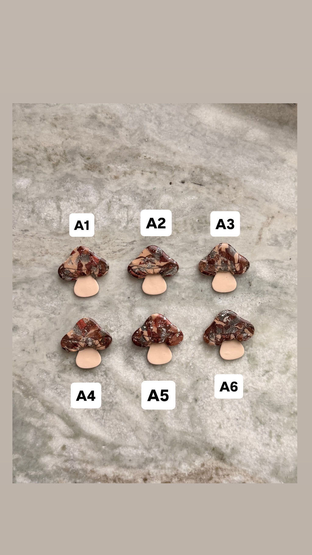 Silver & Burgundy Mushroom Earthstones