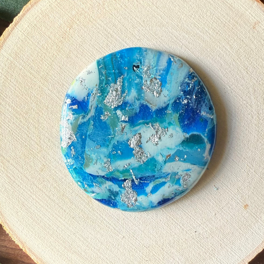 1.5" Silver & Blue Eco-Friendly Earthstone