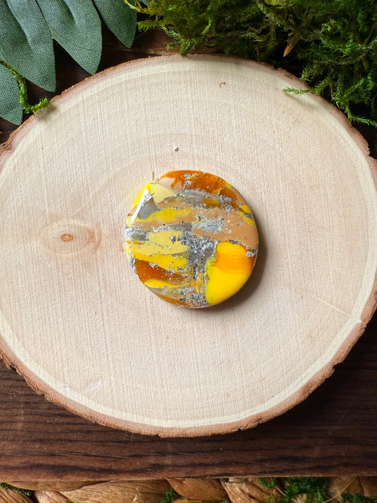 1.25" Silver & Yellow Eco-Friendly Earthstone