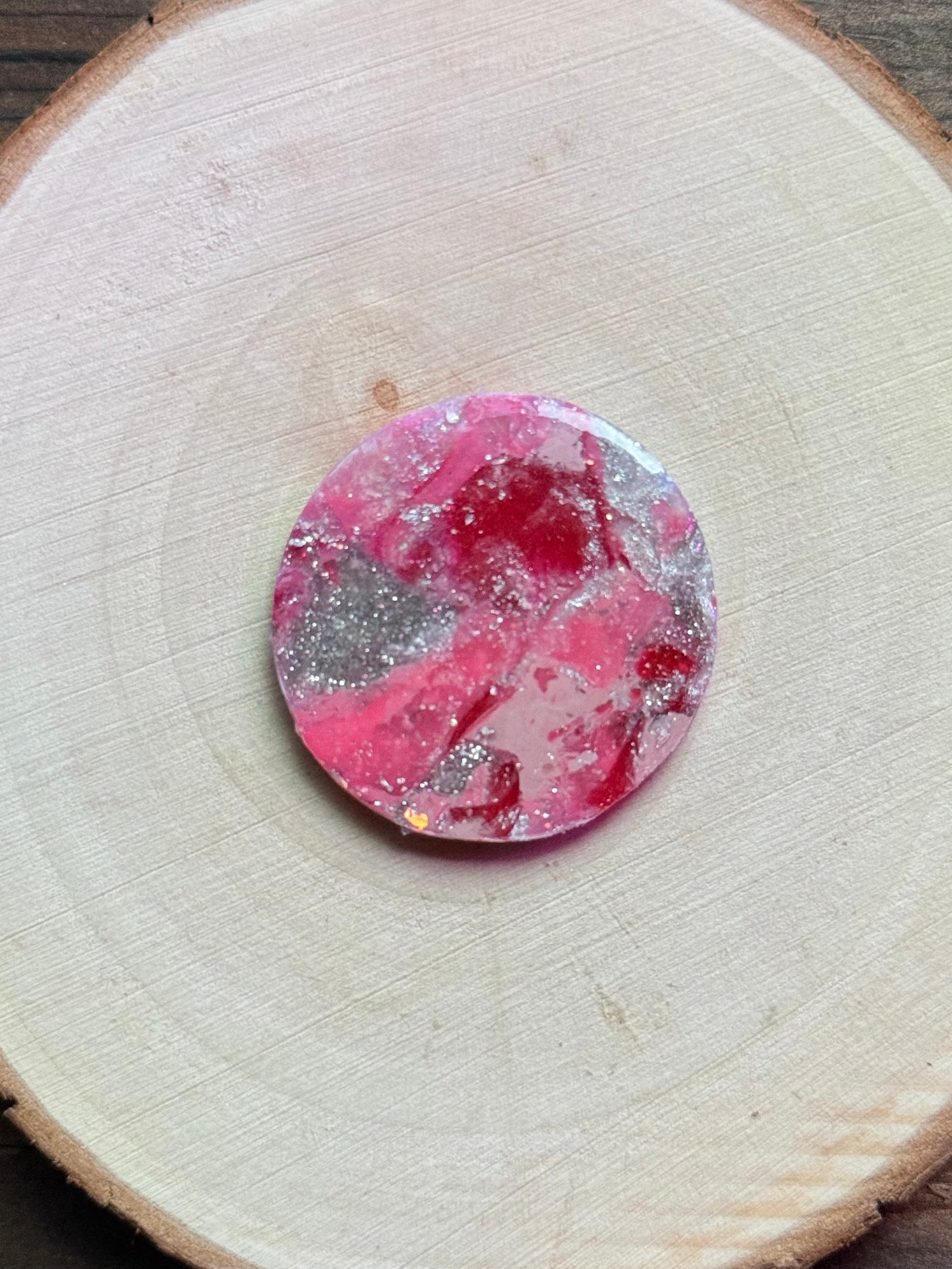 1.25" Silver & Pink Eco-Friendly Earthstone