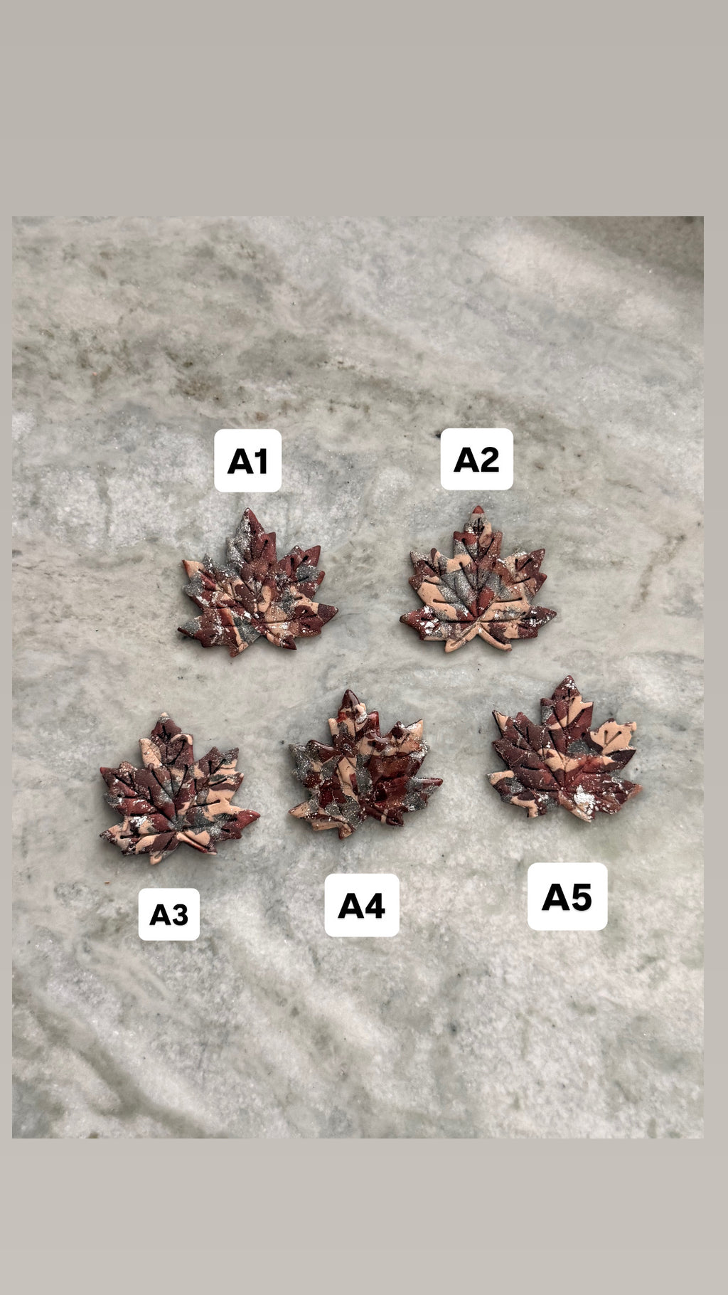 Silver & Burgundy Leaf Earthstones