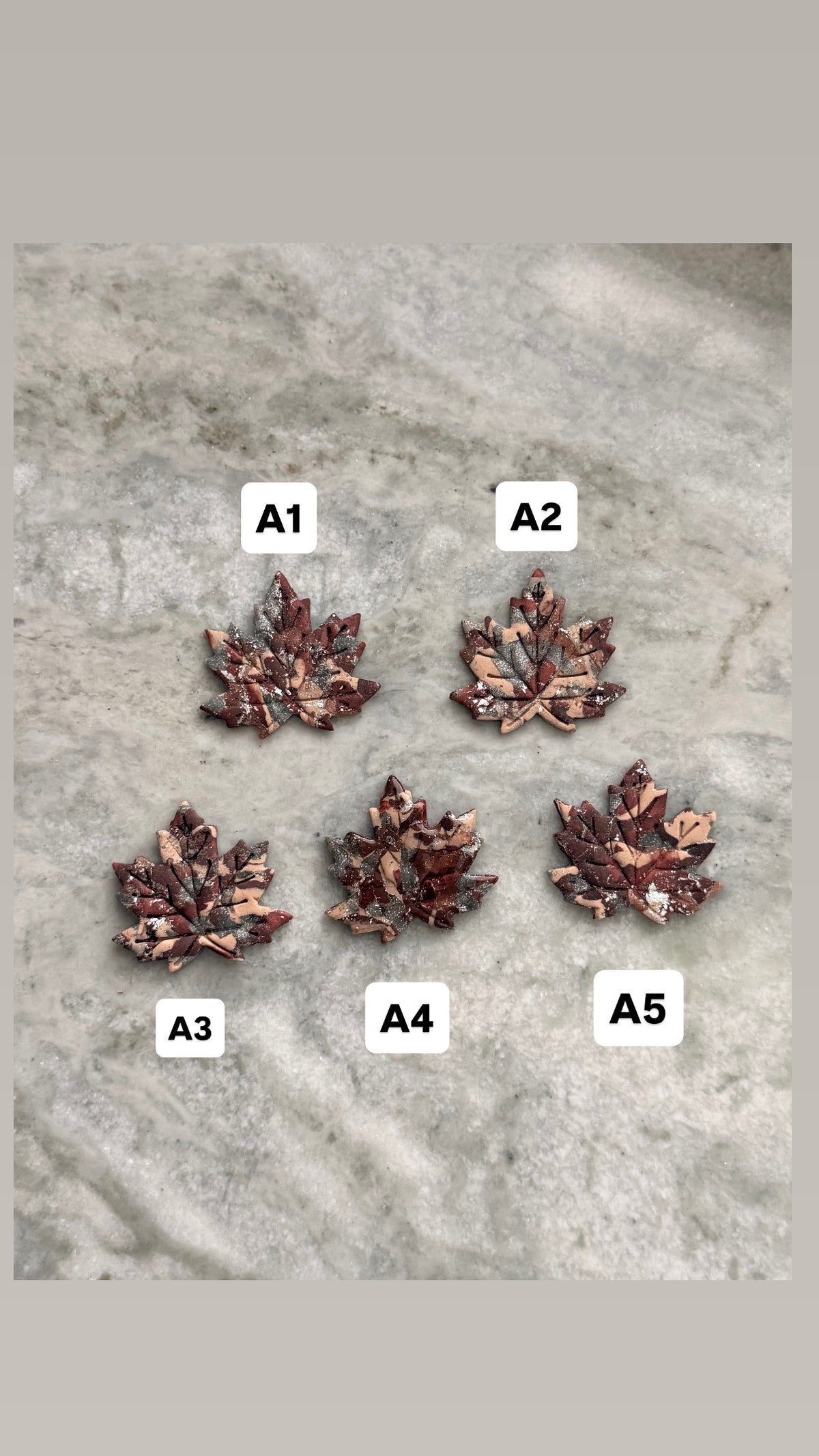 Silver & Burgundy Leaf Earthstones