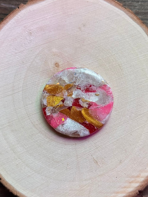 1.25" Gold & Pink Eco-Friendly Earthstone