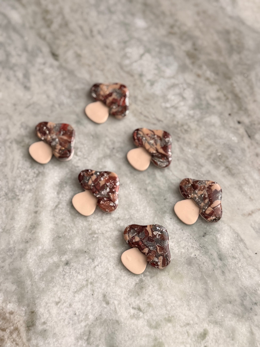 Silver & Burgundy Mushroom Earthstones