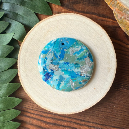 1.75" Silver & Blue Eco-Friendly Earthstone
