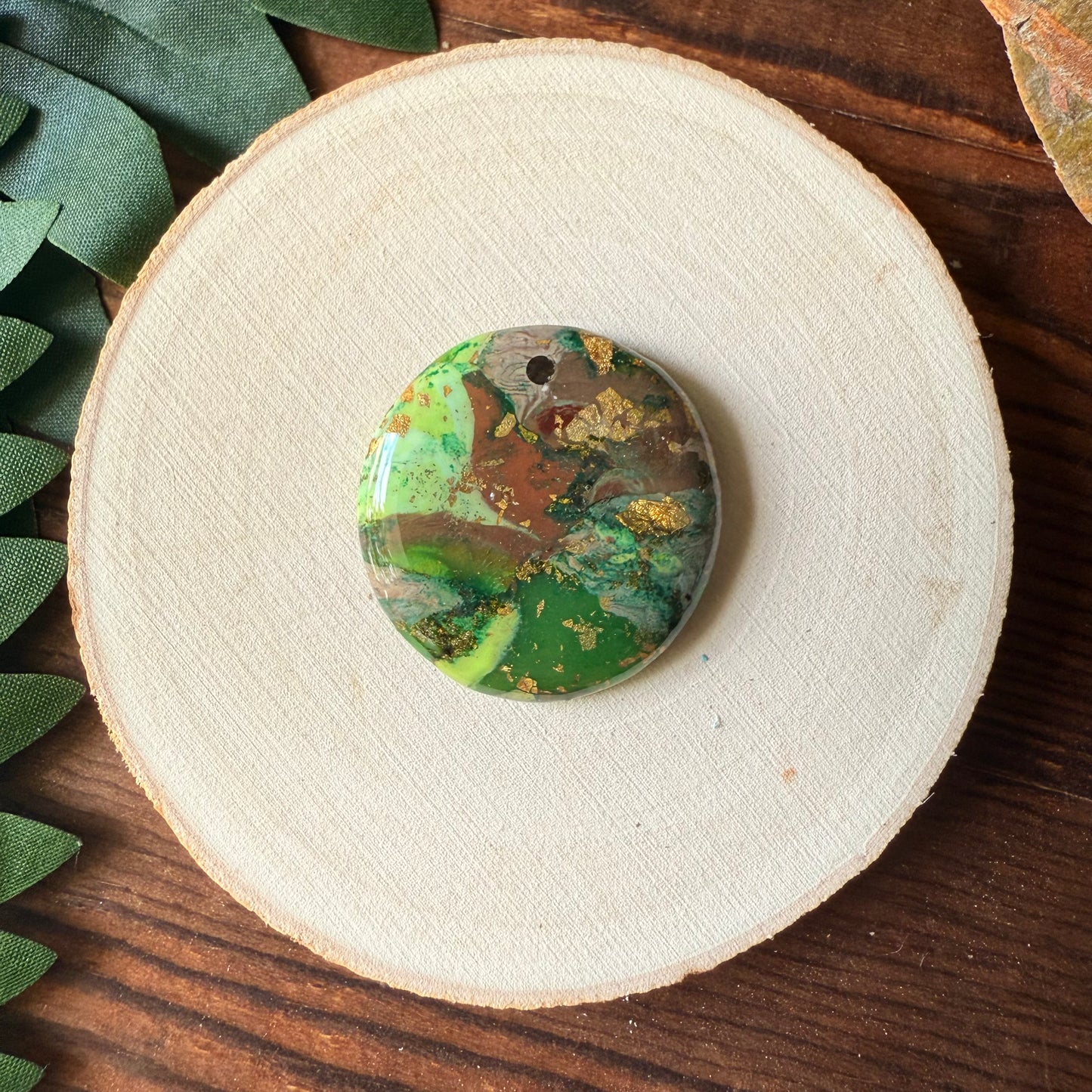 1.25" Gold & Green Eco-Friendly Earthstone