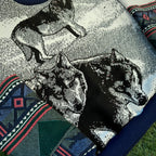 Winter Watchers Wolf Woven Tapestry Crewneck (Medium)