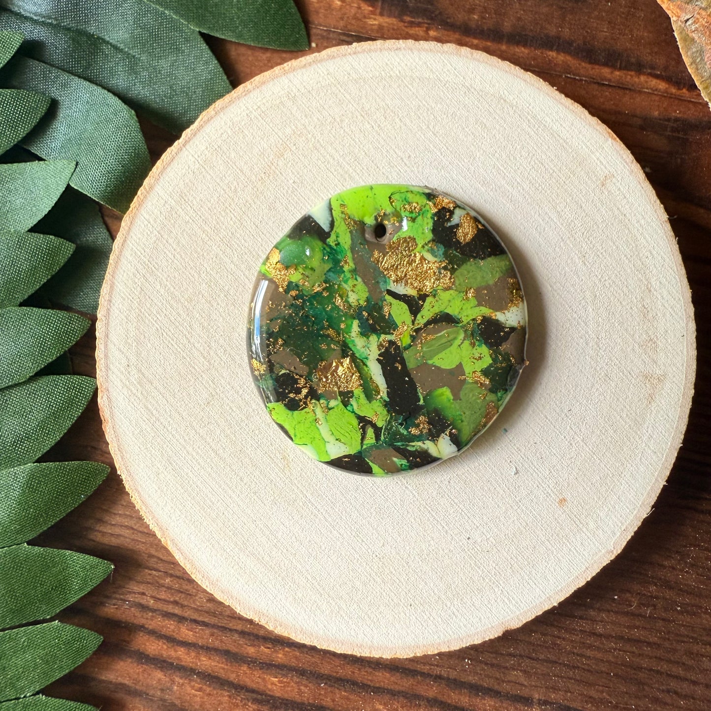 1.5" Gold & Green Eco-Friendly Earthstone