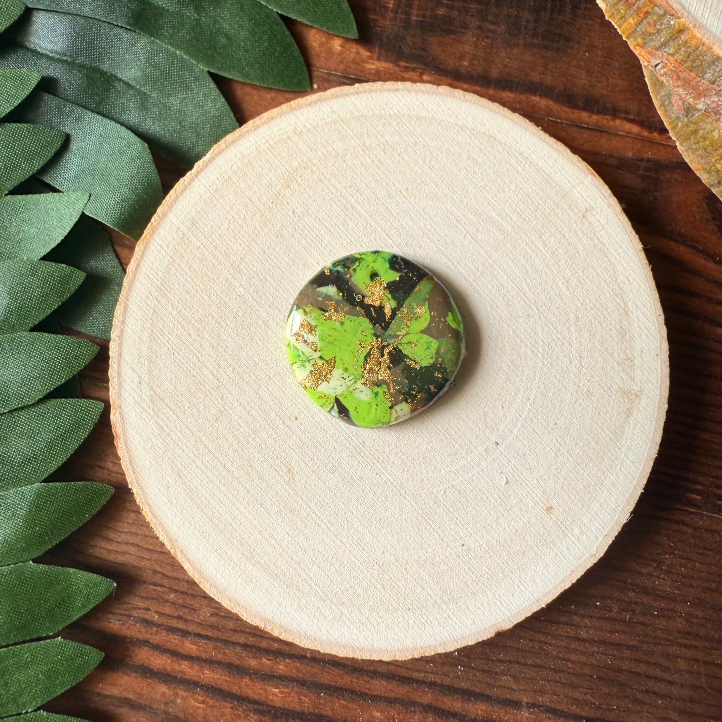 1" Gold & Green Eco-Friendly Earthstone