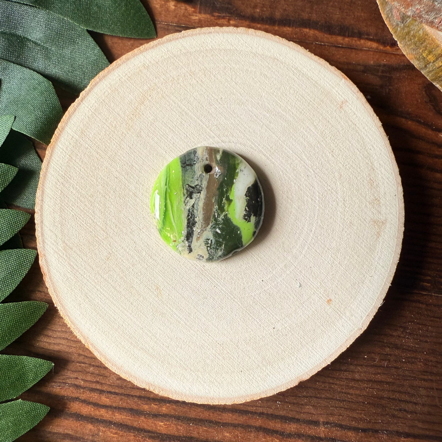 1" Silver & Green Eco-Friendly Earthstone