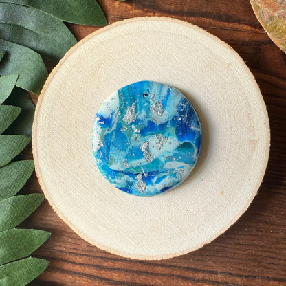 1.5" Silver & Blue Eco-Friendly Earthstone